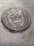 Vtg Metal Cigarette Case w/1961 1/4 90% Silver Balboa Republica De Panama Coin
