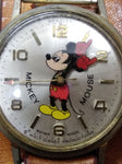 Vtg Bradley 50 Years Mickey Mouse Swiss Wrist Watch 1 Jewel Leather Strap Repair