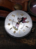 Vtg Bradley 50 Years Mickey Mouse Swiss Wrist Watch 1 Jewel Leather Strap Repair