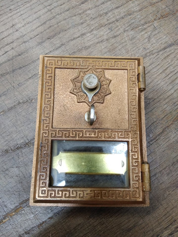 Vtg 1960's Brass Post Office Mail Box Door Hinge Swings 5.25" x 3.75" Good Shape