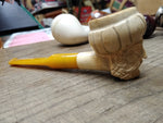 Vtg Moderately Smoked Meerschaum Sultan w/Turban Smoking Tobacco Pipe Nice Shape
