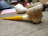 Vtg Moderately Smoked Meerschaum Sultan w/Turban Smoking Tobacco Pipe Nice Shape