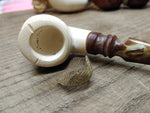 Vtg Not Smoked Small Meerschaum Sultan w/Turban Smoking Tobacco Pipe Nice Shape!