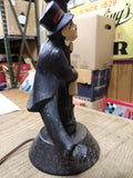 Vtg Drunken Charlie Chaplin Lamp Post Bar Top Table Light Metal 12" Working!