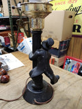 Vtg Drunken Charlie Chaplin Lamp Post Bar Top Table Light Metal 12" Working!