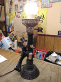 Vtg Drunken Charlie Chaplin Lamp Post Bar Top Table Light Metal 12" Working!