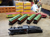 Vtg TYCO HO Scale 99 Santa Fe Steam Locomotive Tender and 7 Cars Boxes Working!