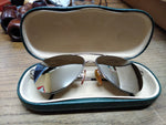 Vogue Green Mirrored Silver Half Rim Aviator Sunglasses Pilot Italy Designer!