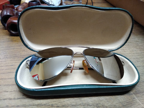 Vogue Green Mirrored Silver Half Rim Aviator Sunglasses Pilot Italy Designer!