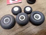Vtg 9 Pc Radio Control CL Model Airplane Wheel Lot Great Planes Du Bro Sullivan