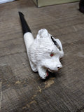 Vtg Figural White Bear Head Smoking Tobacco Pipe with Stinger and Nice Stem!