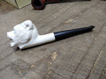 Vtg Figural White Bear Head Smoking Tobacco Pipe with Stinger and Nice Stem!