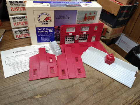 Vtg K Lineville MDK Full O Scale Train Fire House Plastic Model Building Kit