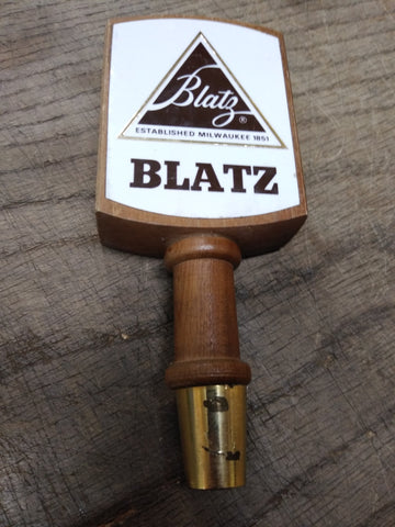 Vtg Blatz Beer 4 Side Wood Brass Tap Handle 6.5" Looks Good