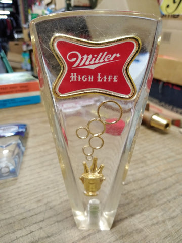 Vtg Miller High Life Beer Lucite Tap Handle 5.75" Man Cave Bar Looks Good!