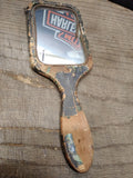 Vtg 4 Pc Primitive Shaving Travel Kit Lot Mirror Comb Tooth Brush Straight Razor