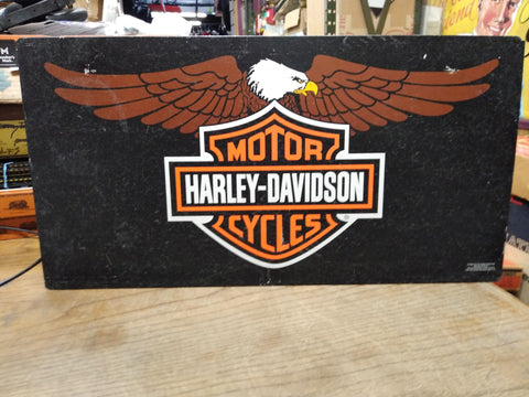 Vtg Harley Davidson Motorcycle Winged Eagle Logo Metal Sign Man Cave Bar 21 x 11