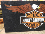 Vtg Harley Davidson Motorcycle Winged Eagle Logo Metal Sign Man Cave Bar 21 x 11