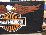 Vtg Harley Davidson Motorcycle Winged Eagle Logo Metal Sign Man Cave Bar 21 x 11