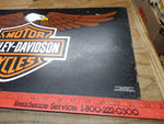 Vtg Harley Davidson Motorcycle Winged Eagle Logo Metal Sign Man Cave Bar 21 x 11