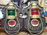 Vtg Schaefer Beer Welcome Nautical Ships Lights Wall Hanging Signs Works Good!