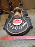 Vtg Schaefer Beer Welcome Nautical Ships Lights Wall Hanging Signs Works Good!