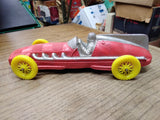 Vtg Auburn Hard Rubber Boat Tail Racer Car with Driver Yellow Wheels 10" 1930's!