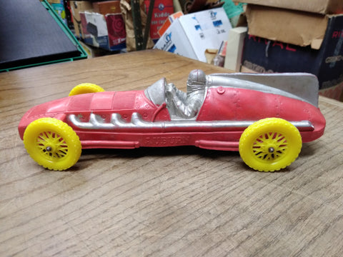 Vtg Auburn Hard Rubber Boat Tail Racer Car with Driver Yellow Wheels 10" 1930's!