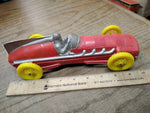 Vtg Auburn Hard Rubber Boat Tail Racer Car with Driver Yellow Wheels 10" 1930's!