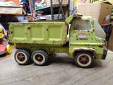 Vtg Tonka Hydraulic 6 Wheel Dump Truck Green Pressed Steel Toy 14 inch Works!