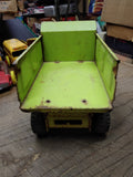 Vtg Tonka Hydraulic 6 Wheel Dump Truck Green Pressed Steel Toy 14 inch Works!