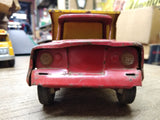 Vtg Tonka Dual Wheel Dump Truck Red and Yellow Pressed Steel Toy 10 inch Works!