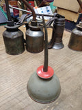 Vtg Thumb Oiler Can Red and Gray 7 Inches Tall 3.5 Inch Diameter