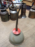 Vtg Thumb Oiler Can Red and Gray 7 Inches Tall 3.5 Inch Diameter