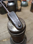 Vtg K P MFG Co Thumb Pump Oiler Can 5 Inches Tall 3 Inch Diameter Gas & Oil
