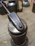 Vtg K P MFG Co Thumb Pump Oiler Can 5 Inches Tall 3 Inch Diameter Gas & Oil
