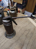 Vtg K P MFG Co Thumb Pump Oiler Can 5 Inches Tall 3 Inch Diameter Gas & Oil