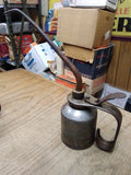 Vtg Unmarked Eagle Thumb Pump Oiler Can 10 Inches Tall 3 Inch Diameter Gas & Oil