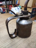 Vtg Unmarked Eagle Thumb Pump Oiler Can 10 Inches Tall 3 Inch Diameter Gas & Oil