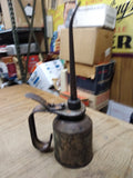 Vtg Unmarked Eagle Thumb Pump Oiler Can 10.25 Inches Tall 3 Inch Dia. Gas & Oil