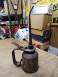 Vtg Unmarked Eagle Thumb Pump Oiler Can 10.25 Inches Tall 3 Inch Dia. Gas & Oil