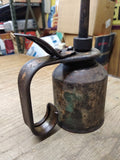 Vtg Unmarked Eagle Thumb Pump Oiler Can 10.25 Inches Tall 3 Inch Dia. Gas & Oil