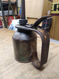 Vtg Unmarked Eagle Thumb Pump Oiler Can 10.25 Inches Tall 3 Inch Dia. Gas & Oil