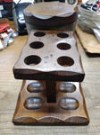 Vtg Aztec 6 Piece Smoking Pipe Wooden Stand Holder Rack with Humidor Nice Shape!