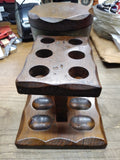 Vtg Aztec 6 Piece Smoking Pipe Wooden Stand Holder Rack with Humidor Nice Shape!