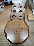 Vtg Aztec 6 Piece Smoking Pipe Wooden Stand Holder Rack with Humidor Nice Shape!