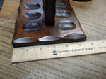 Vtg Aztec 6 Piece Smoking Pipe Wooden Stand Holder Rack with Humidor Nice Shape!