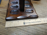 Vtg Aztec 6 Piece Smoking Pipe Wooden Stand Holder Rack with Humidor Nice Shape!