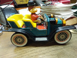 Vtg Japan TN Mystery 1901 Battery Powered Tin Toy Jalopy Car w/Lights Working!