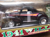 Vtg Road Legends 1941 Willys Competition Coupe 1:18 Scale Black Diecast Car wBox